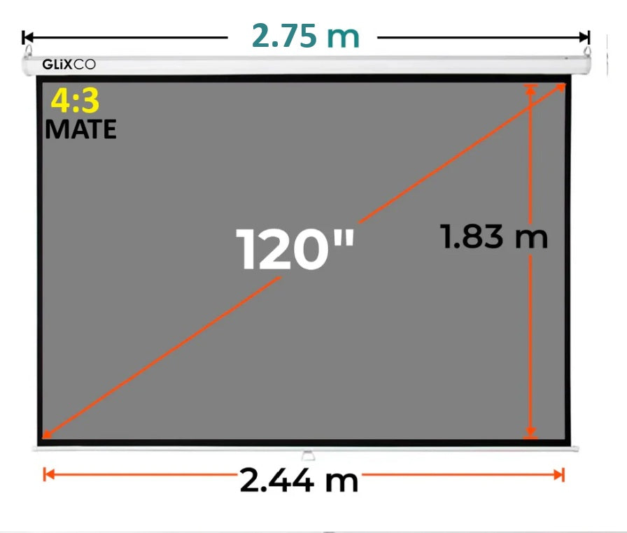 Ecran Manual Gris Mate 120 Pulg (4:3) 2.44x1.83 m / MATE