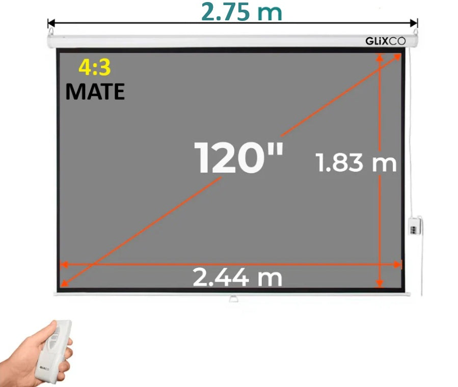 Ecran Eléctrico Gris Mate 120 Pulg (4:3) 2.44x1.83 m / MATE