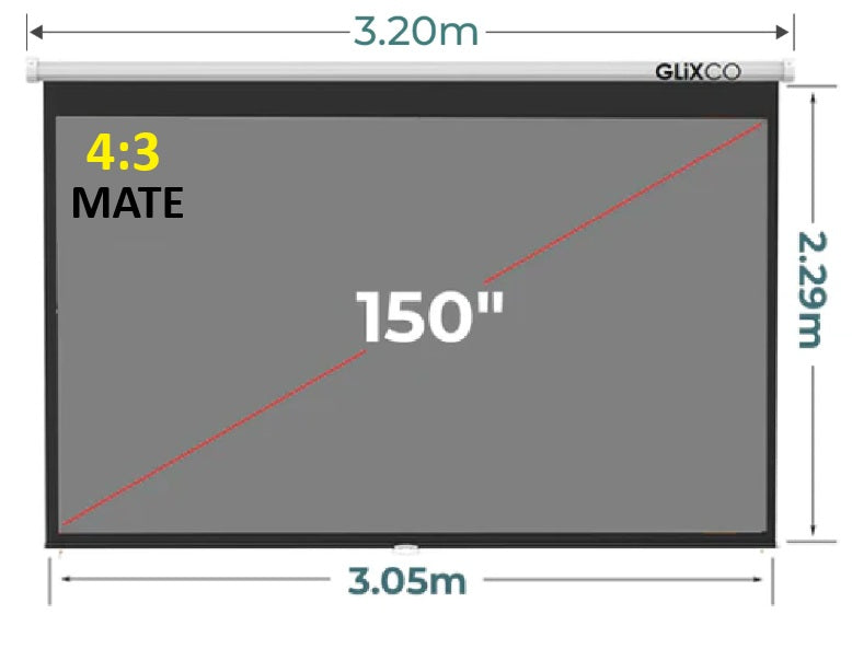 Ecran Manual Gris Mate 150 Pulg (4:3) 3.05x2.29 m / MATE