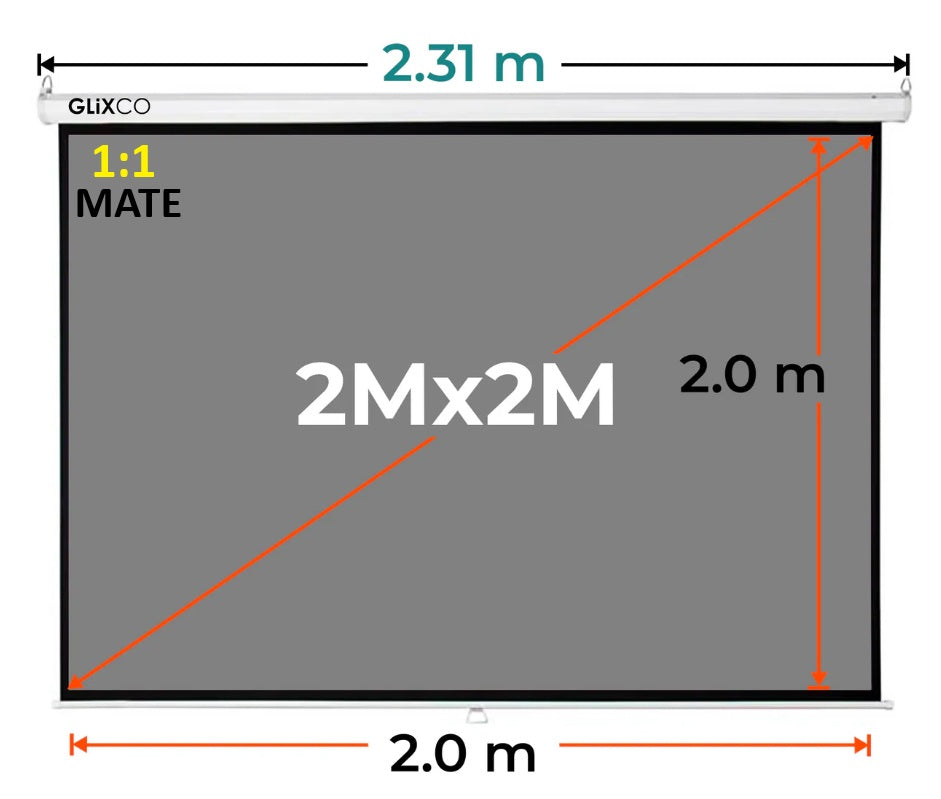 Ecran Manual Gris Mate 2Mx2M Pulg (1:1) 2.0x2.0 m / MATE