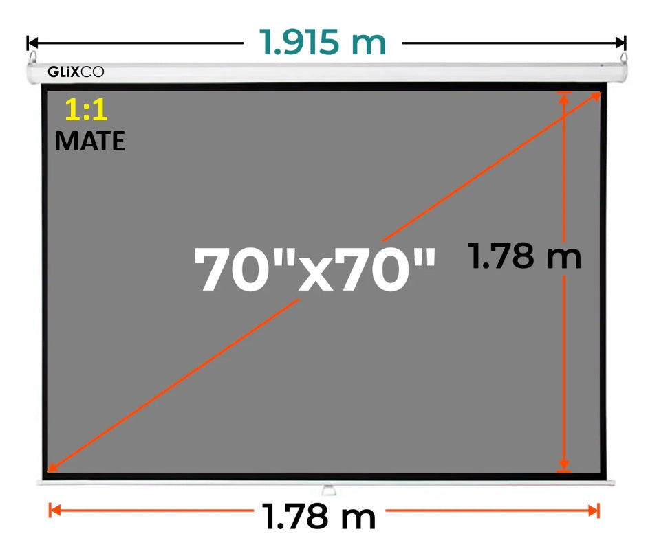 Ecran Manual Gris Mate 70x70 Pulg (1:1) 1.78x1.78 m / MATE