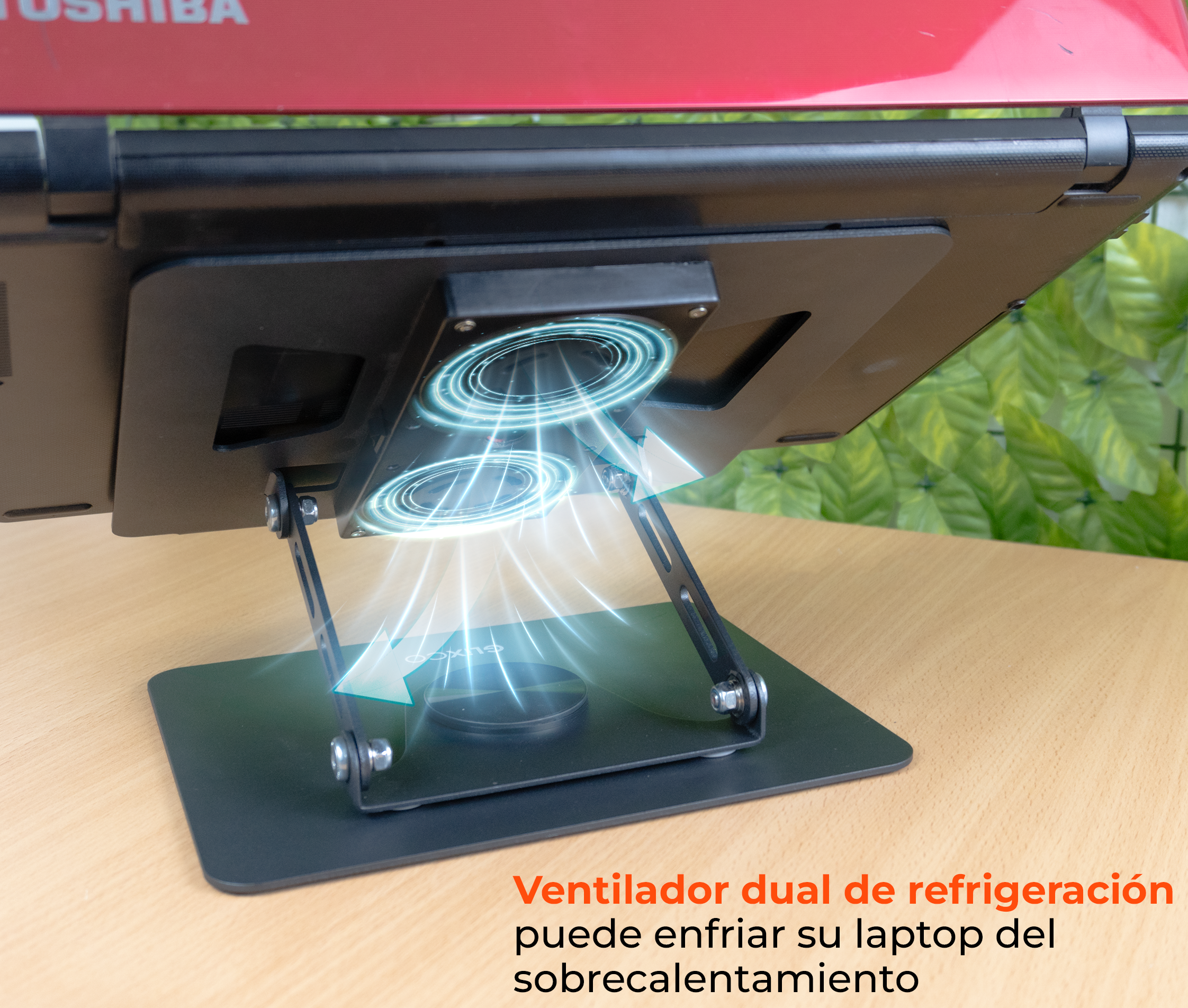 Soporte Plegable Giratorio 360°  para Laptop 11 a 15.6 Pulg / Cooler
