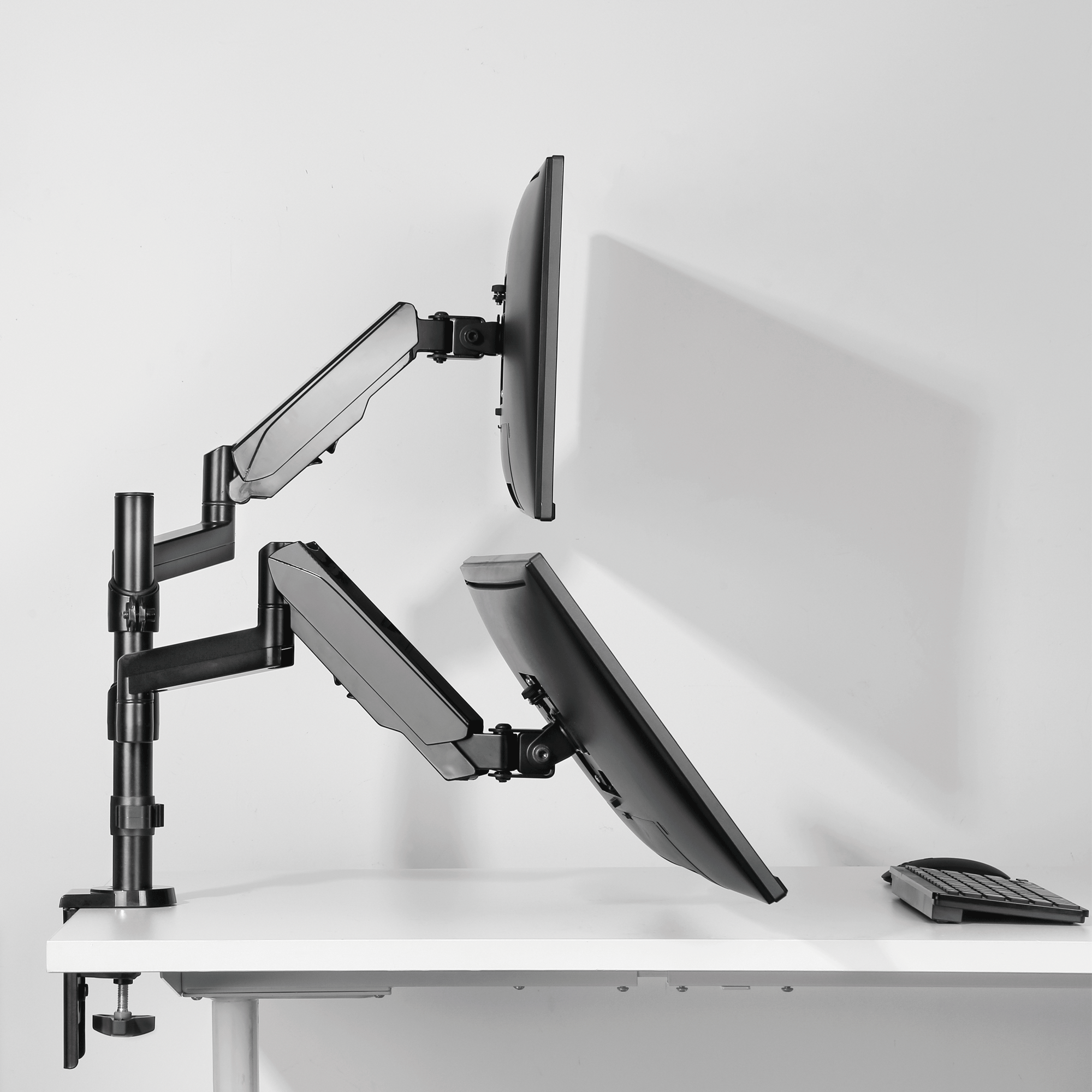 Rack Soporte Doble Brazo con Gas Spring de Escritorio para 2 Monitores 17 a 32 Pulg
