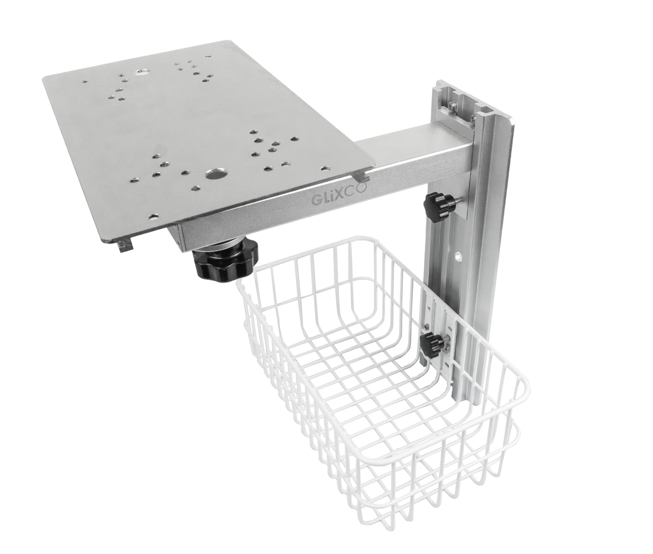 Soporte de Pared Brazo con Canasta para Monitor Medico Multiparametro / Altura regulable