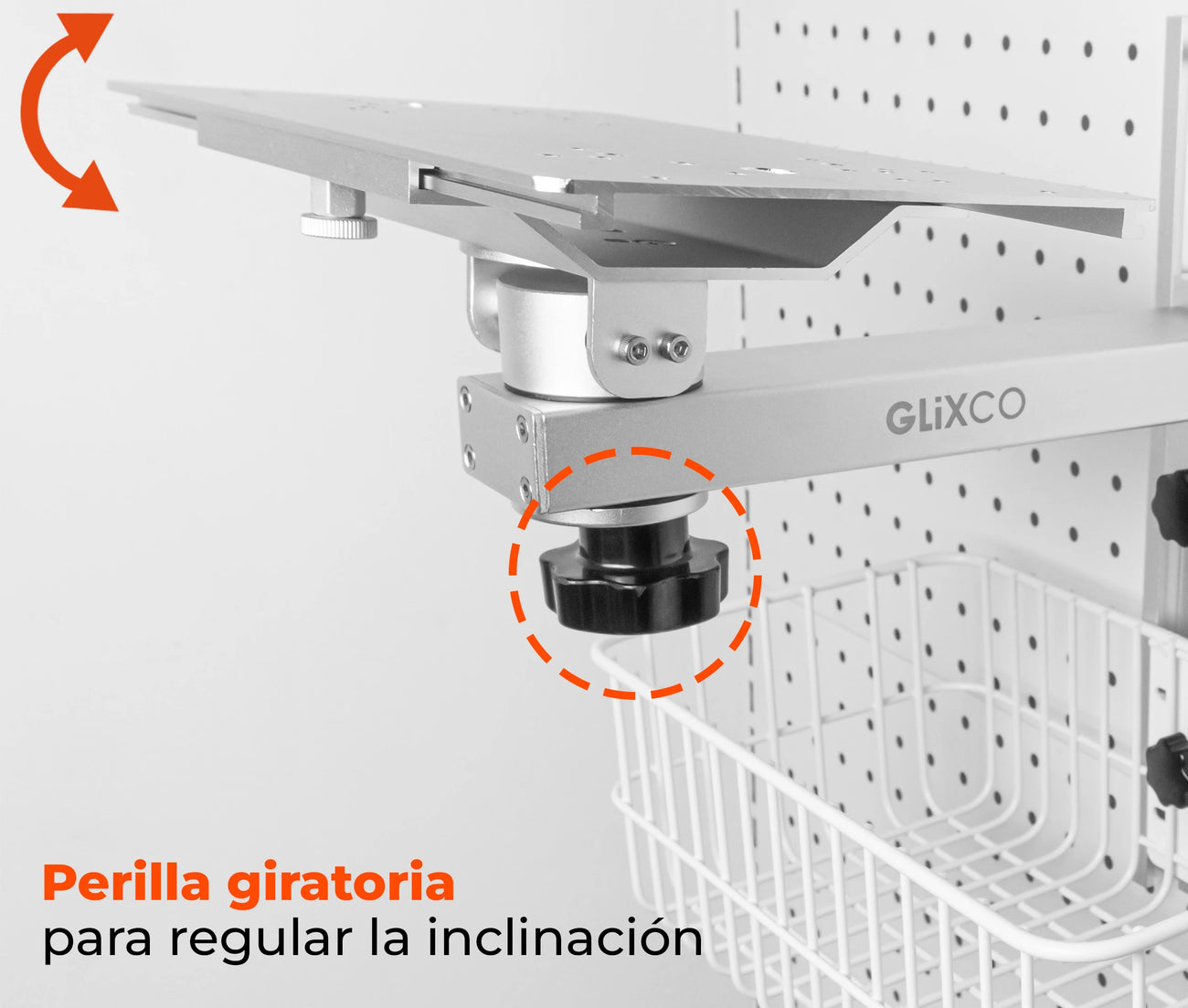 Soporte de Pared Brazo con Canasta para Monitor Medico Multiparametro / Altura regulable