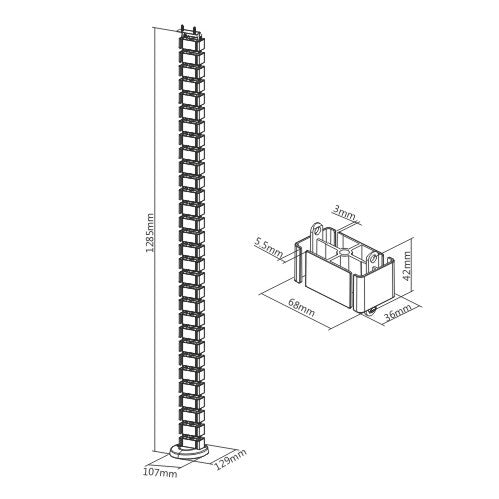 Vertebra Flexible para Organizar Cables  para Escritorio / Altura Max 128 cm