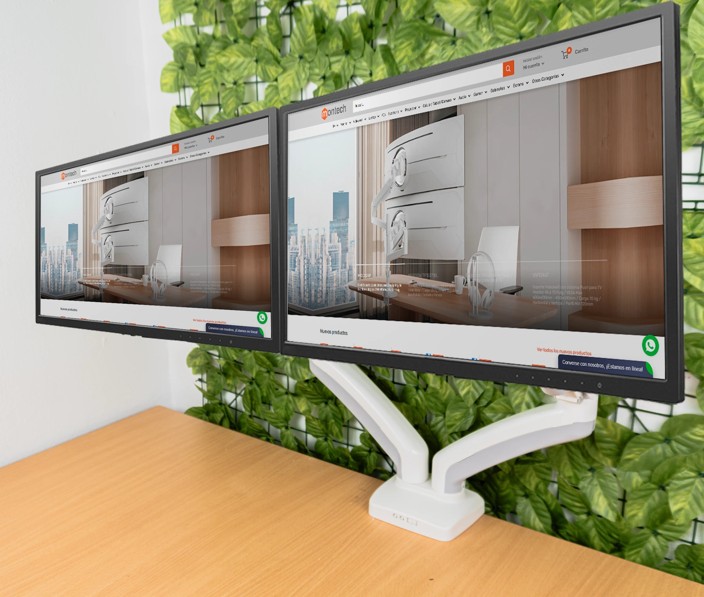 Rack Soporte Doble Brazo de Escritorio 2 Monitores 17 a 32 Pulg