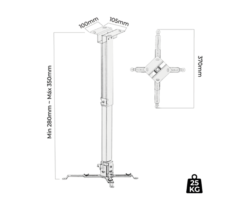 Rack Soporte para Proyector para Techo y Pared / Regulable 28 a 35cm