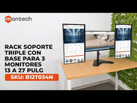 Rack Soporte Triple con Base para 3 Monitores 13 a 27 Pulg | SKU: B12T034N