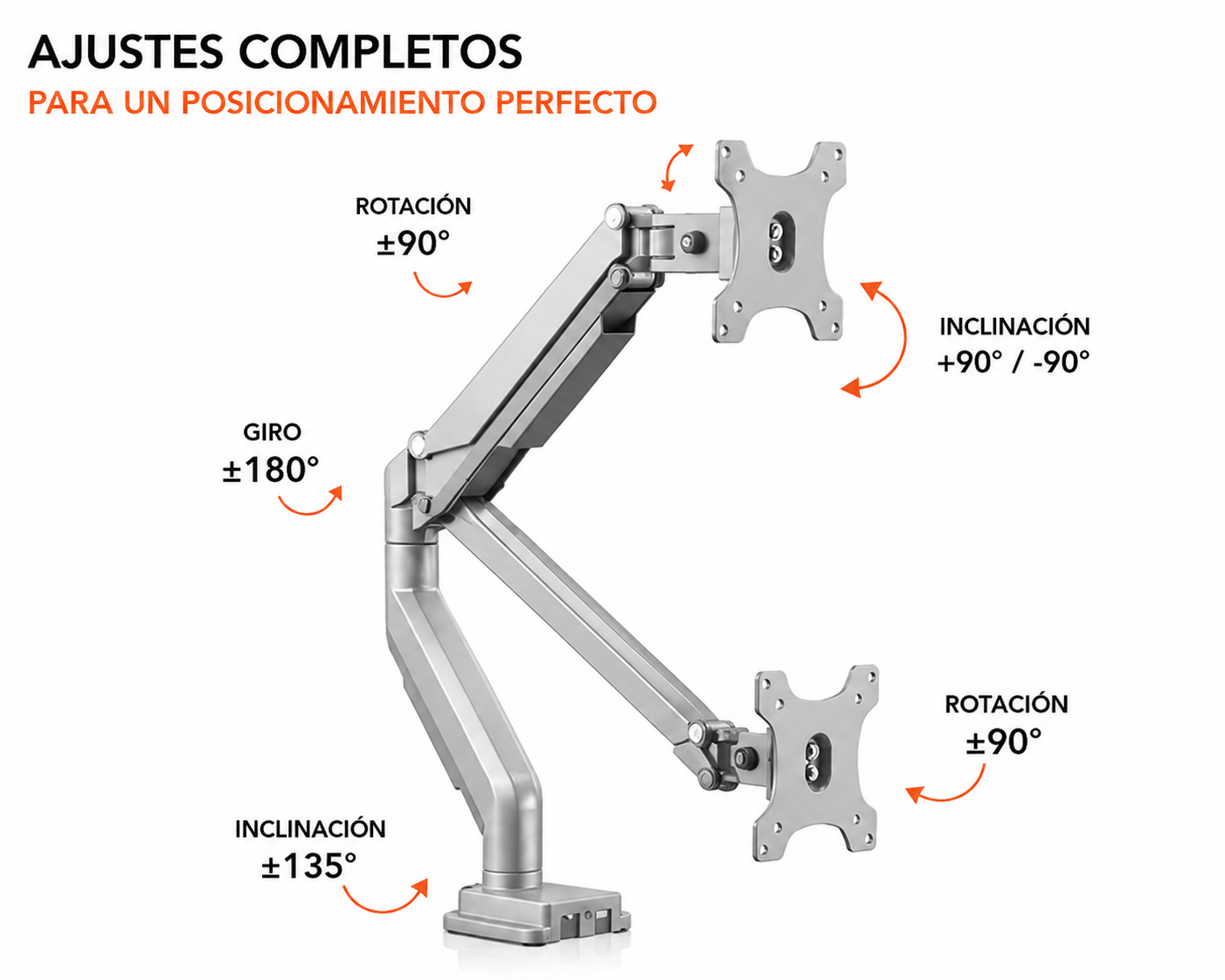 Rack Soporte con Gas Spring de Escritorio para Monitor 17 a 32 Pulg 2.0