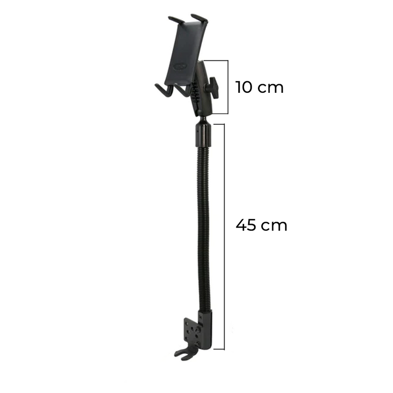 Soporte con brazo Flexible 55 cm para tablet 7 a 18.4 Pulg / Fijación en asiento del auto y camiones