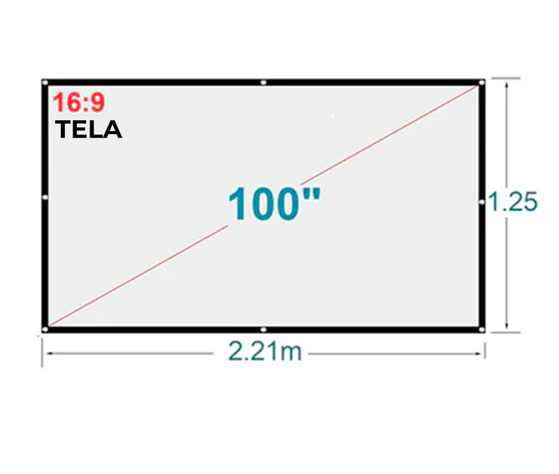 Ecran con Ojal 100 Pulg (16:9) 2.21x1.25 m / Tela Blanca