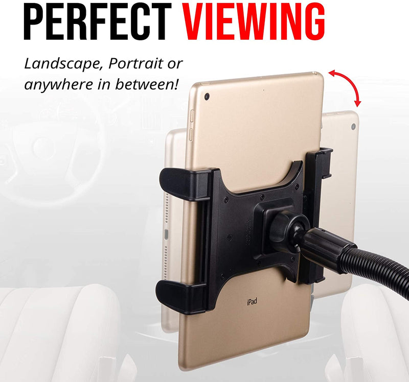 Soporte con brazo Flexible 55 cm para Tablet 7 a 18.4 Pulg / Fijación en asiento del auto y camiones