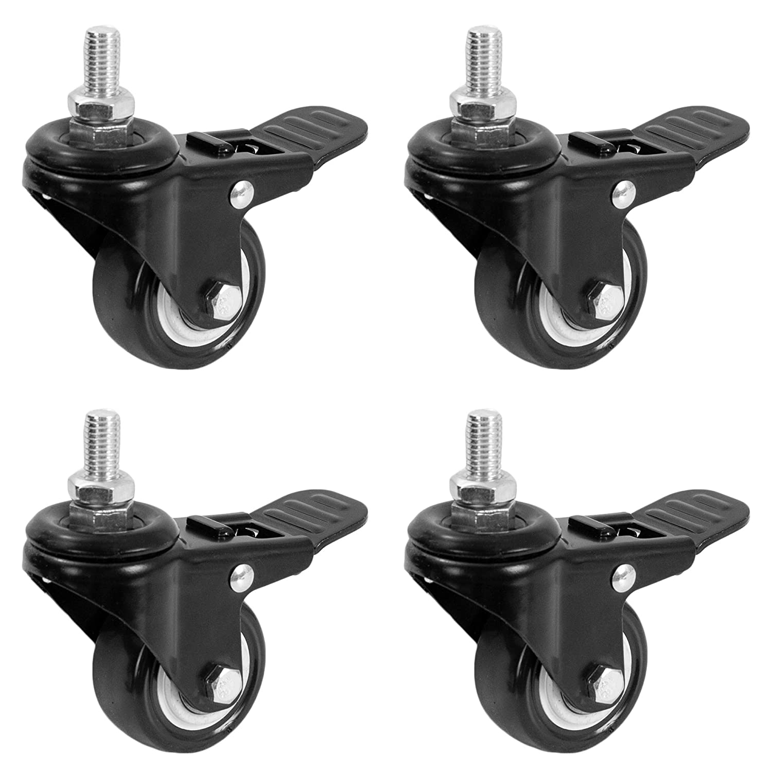 Rueda Garrucha 2" Pulg (50mm) con perno M10 y freno  / (x4)