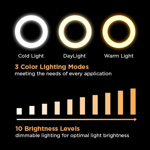 Anillo de luz LED + Soporte para 2 Celulares con Altura Regulable