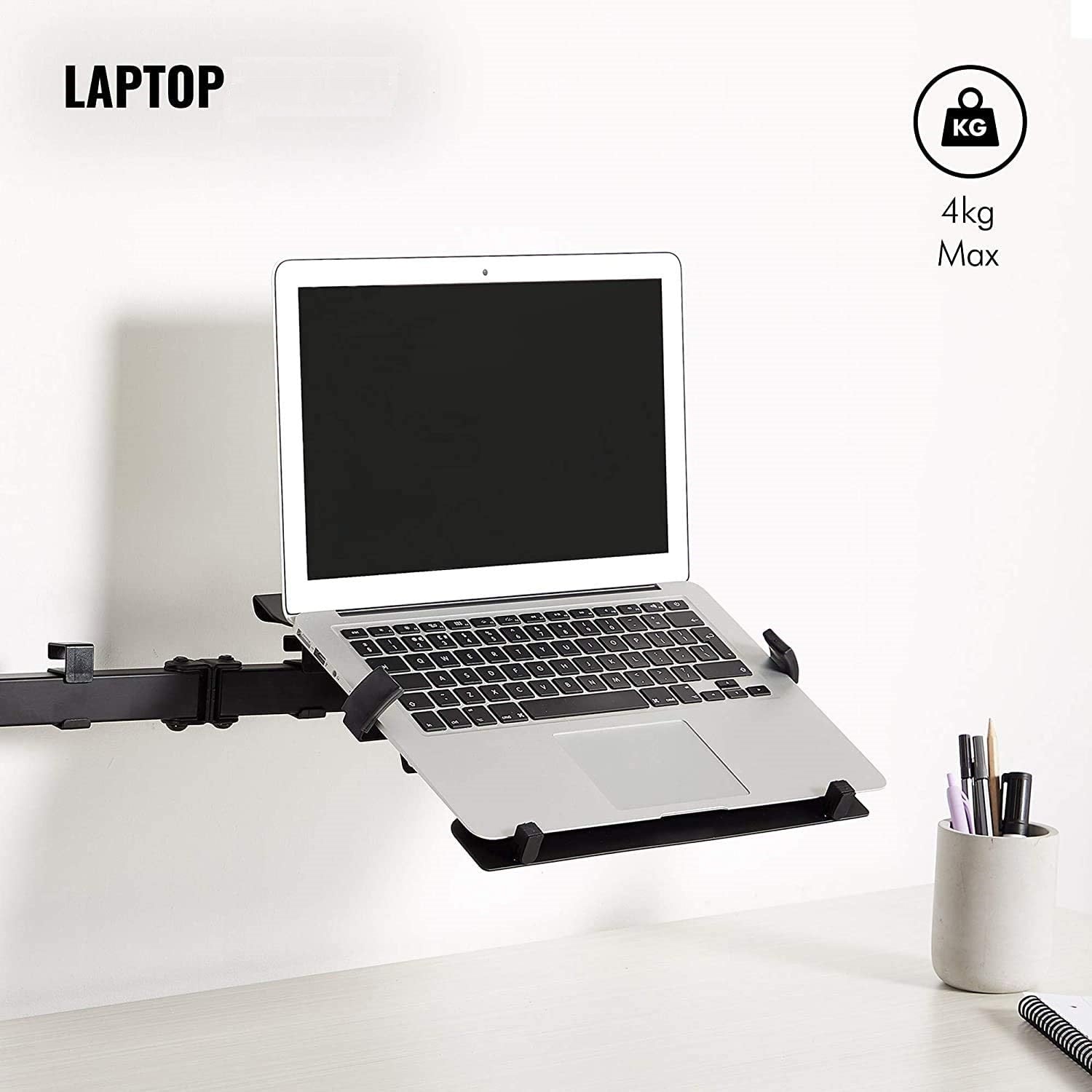 Brazo articulado con bandeja Laptop 15.6 pulg / Montaje en Poste / Tubo con Diámetro 3.5 cm