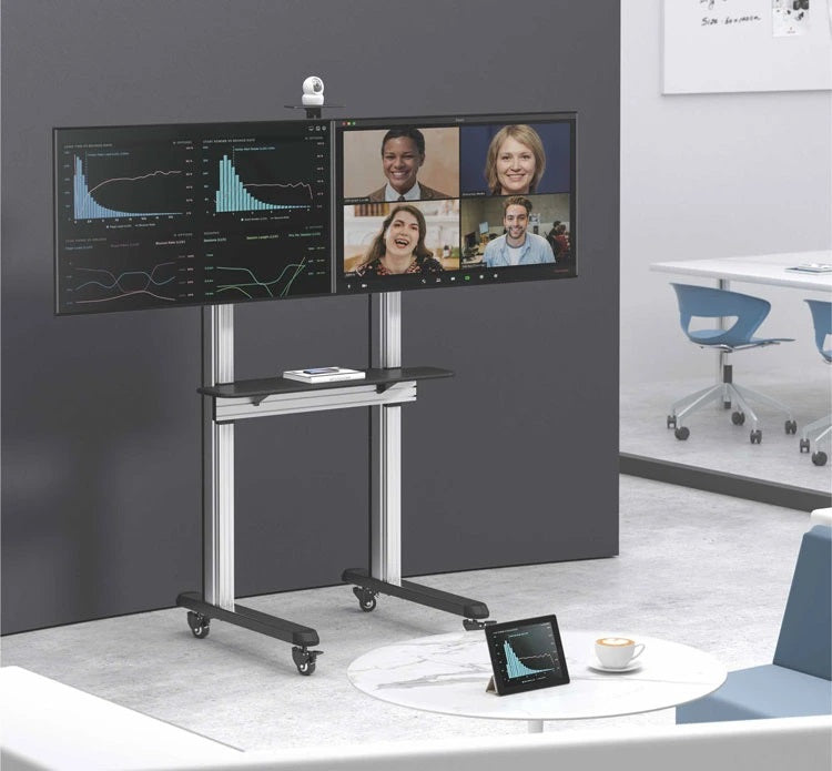 Pedestal con Ruedas Doble Pantalla 45 a 55 Pulg  / VESA Max 600x400mm / Carga 50 kg