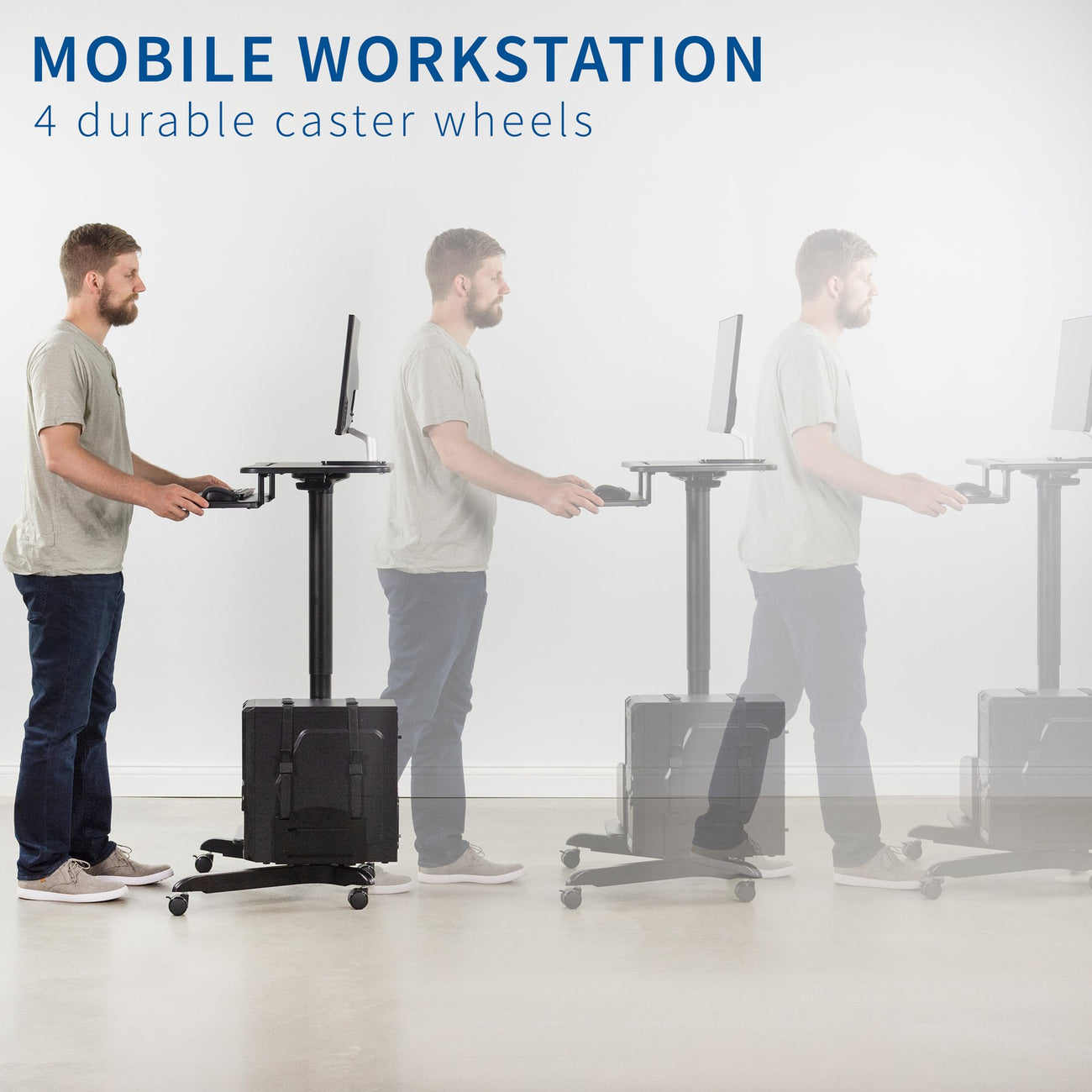 Estación Mesa De Trabajo Móvil para Monitor, Teclado, Impresora y CPU / Altura regulable