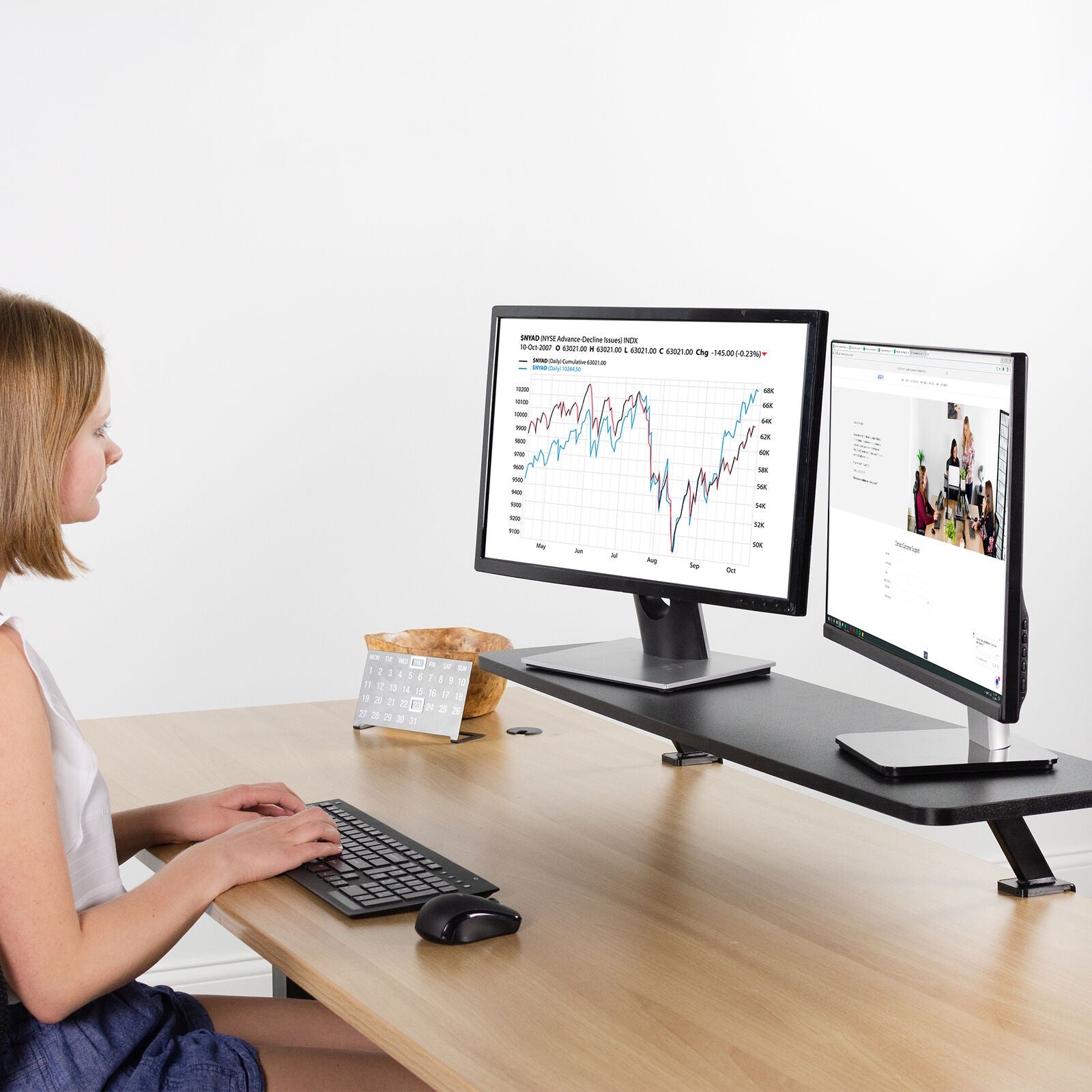 Soporte Elevador para 2 Monitores / Estante de Escritorio con Abrazadera