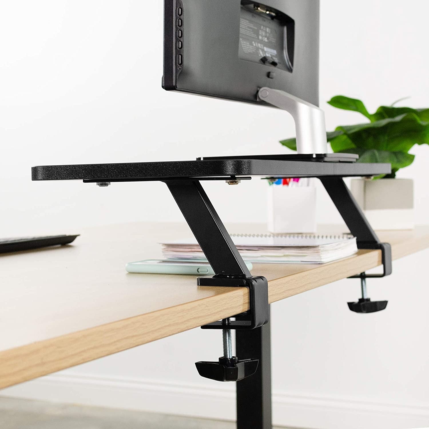 Soporte Elevador para 2 Monitores / Estante de Escritorio con Abrazadera