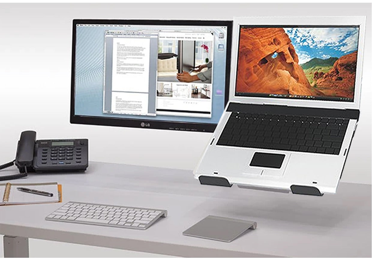 Rack Soporte Doble Brazo con Gas Spring de Pared para Monitor 17 a 27 Pulg y Laptop 10 a 15 Pulg