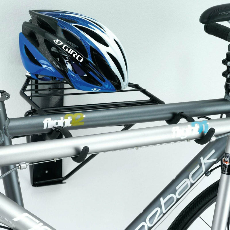Rack soporte plegable de pared para 2 bicicletas y cascos