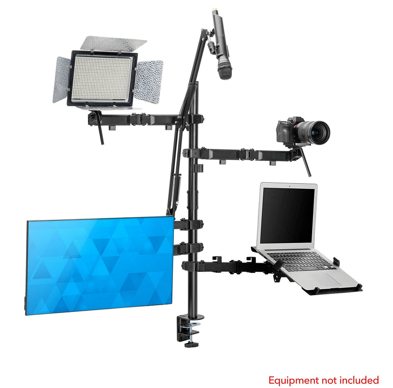 Montaje de Escritorio de Configuración de Estudio todo en uno + Rack Monitor y Laptop