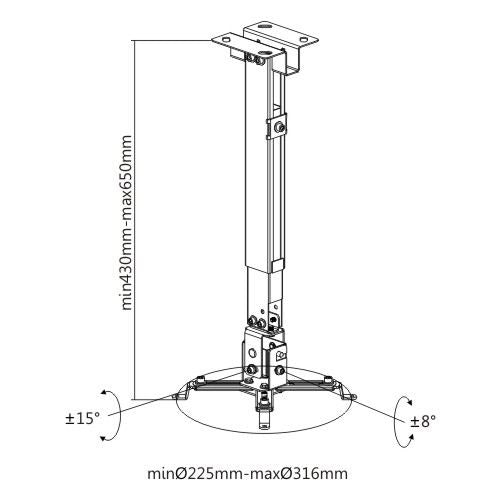 Rack Soporte para Proyector Para Techo y Pared / Regulable 43 - 65 cm
