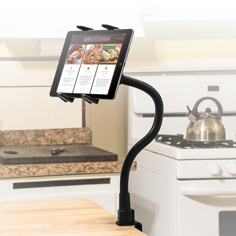Soporte de escritorio o mesa con cuello Flexible 64 cm para tablet 7 a 18.4 Pulg / Abrazadera tipo Prensa