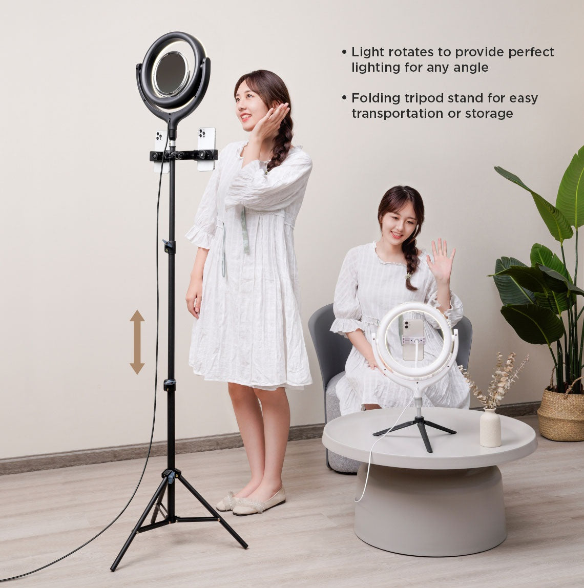 Trípode Telescópica de Anillo de luz LED + Soporte para Celular