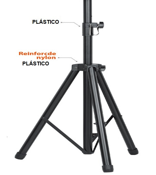 Trípode Pedestal para Parlante Caja Acustica Activa/  Carga 60 Kg / Altura Max 183cm / Metal + Plástico (Unión)