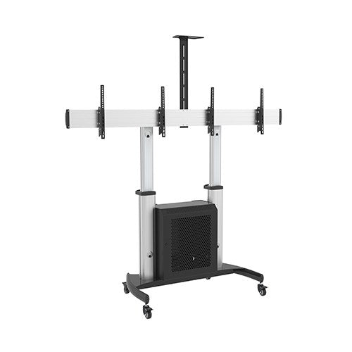 Pedestal con Ruedas Doble Pantalla y Gabinete TV 37 a 60 Pulg / VESA Max 600x400mm / Carga 50 kg