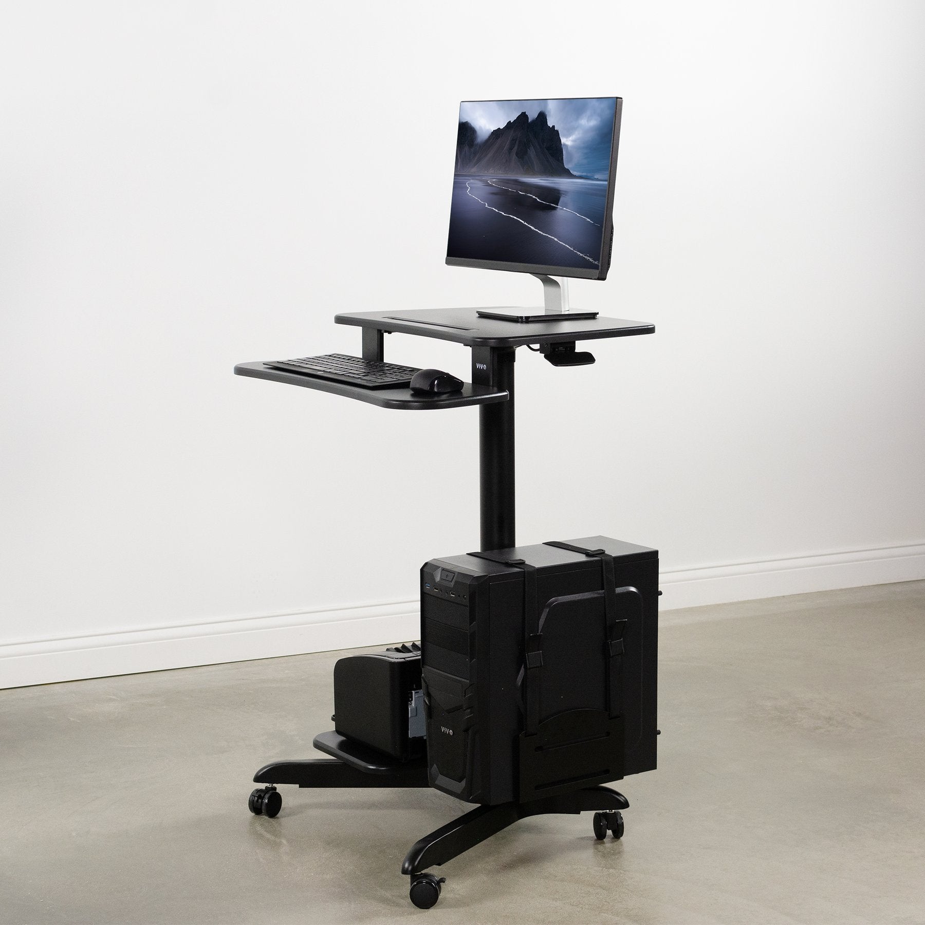 Estación Mesa De Trabajo Móvil para Monitor, Teclado, Impresora y CPU / Altura regulable