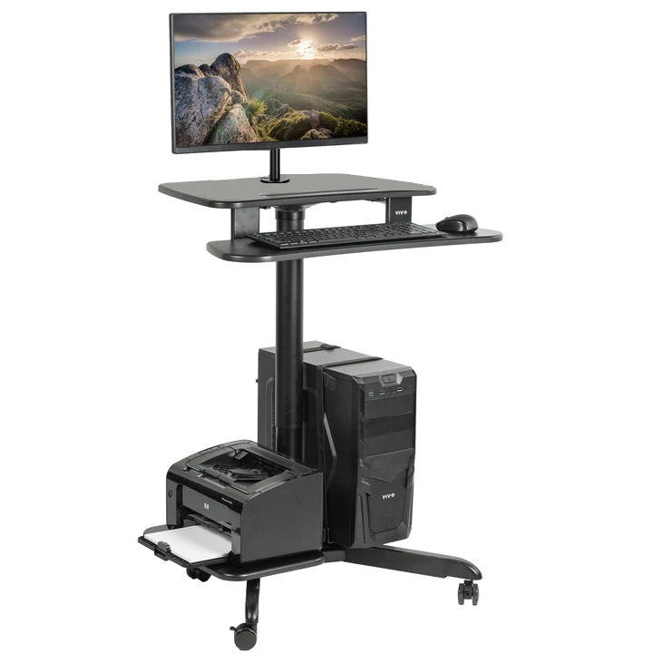 Estación Mesa De Trabajo con Rack para Monitor, Teclado, Impresora y CPU