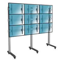 Pedestal con Ruedas Videowall 3x3 para 9 Pantallas / VESA Max 600x400mm / Carga 50 kg
