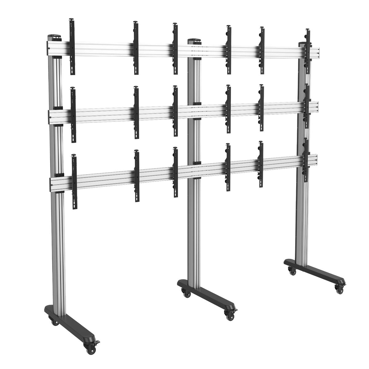 Pedestal con Ruedas Videowall 3x3 para 9 Pantallas / VESA Max 600x400mm / Carga 50 kg