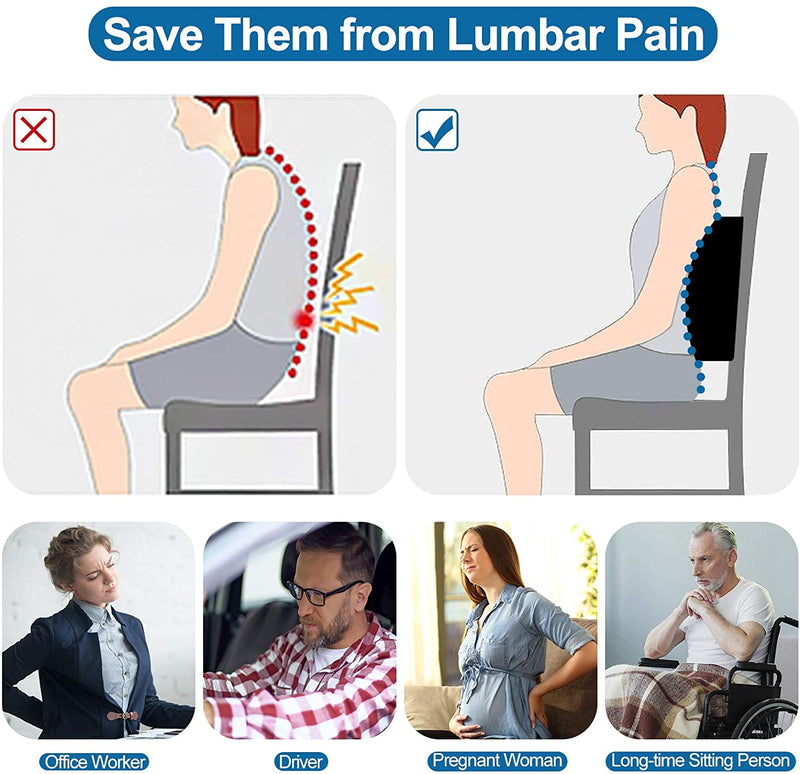 Almohada de soporte lumbar para silla de oficina coche viscoelástica espuma  viscoelástica Cojín de espalda para la espalda