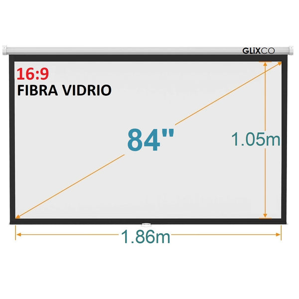 Ecran Manual 84 Pulg ( 16:9 ) 1.86 x 1.05m / Fibra de Vidrio