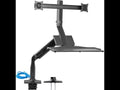 Rack Soporte Doble con Teclado de Escritorio para 2 Monitores 17 a 27 Pulg / Puerto USB / Trabaje parado o sentado