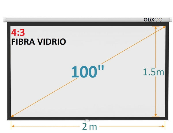 Ecran Manual 100 Pulg (4:3) 2x1.5 m / Fibra de Vidrio