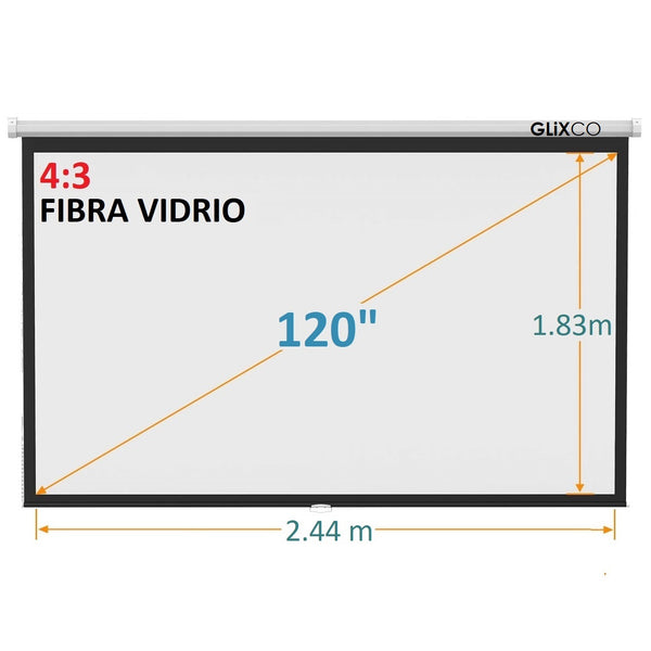Ecran Manual 120 Pulg (4:3) 2.44x1.83 m / Fibra de Vidrio