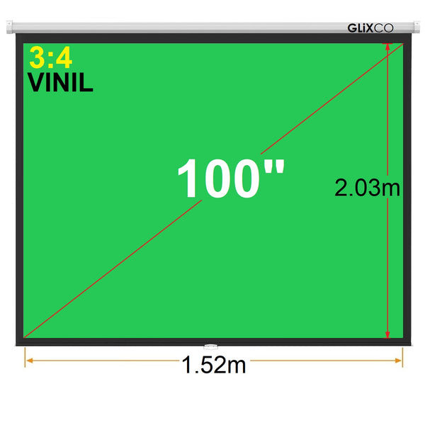 Ecran Manual Verde 100 Pulg ( 3:4) 1.52 x 2.03m / Vinil
