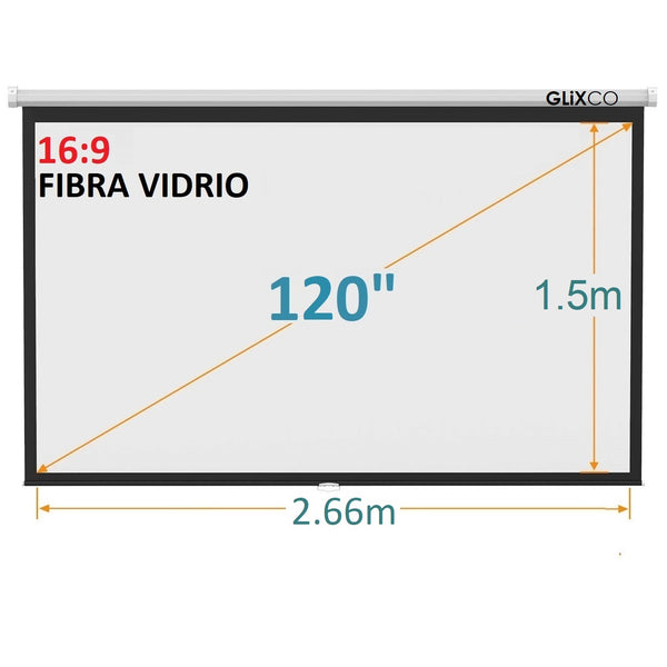 Ecran Manual 120 Pulg (16:9) 2.66x1.5 m /  Fibra de Vidrio