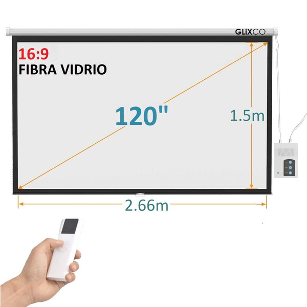 Ecran Eléctrico 120 Pulg ( 16:9 ) 2.66 x 1.5m / Fibra de Vidrio