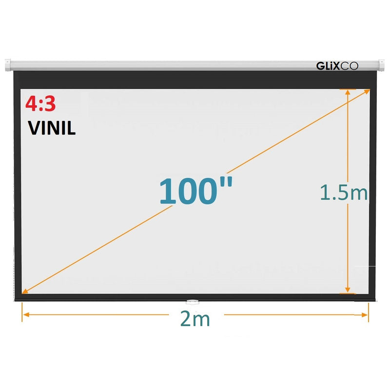 Ecran Manual 100 Pulg ( 4:3 )  2 x 1.5m / Vinil