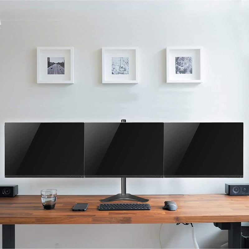 MOUNT PRO Soporte para monitor triple, soporte de escritorio para 3  monitores para pantallas de hasta 32 pulgadas, soporte de monitor triple  con
