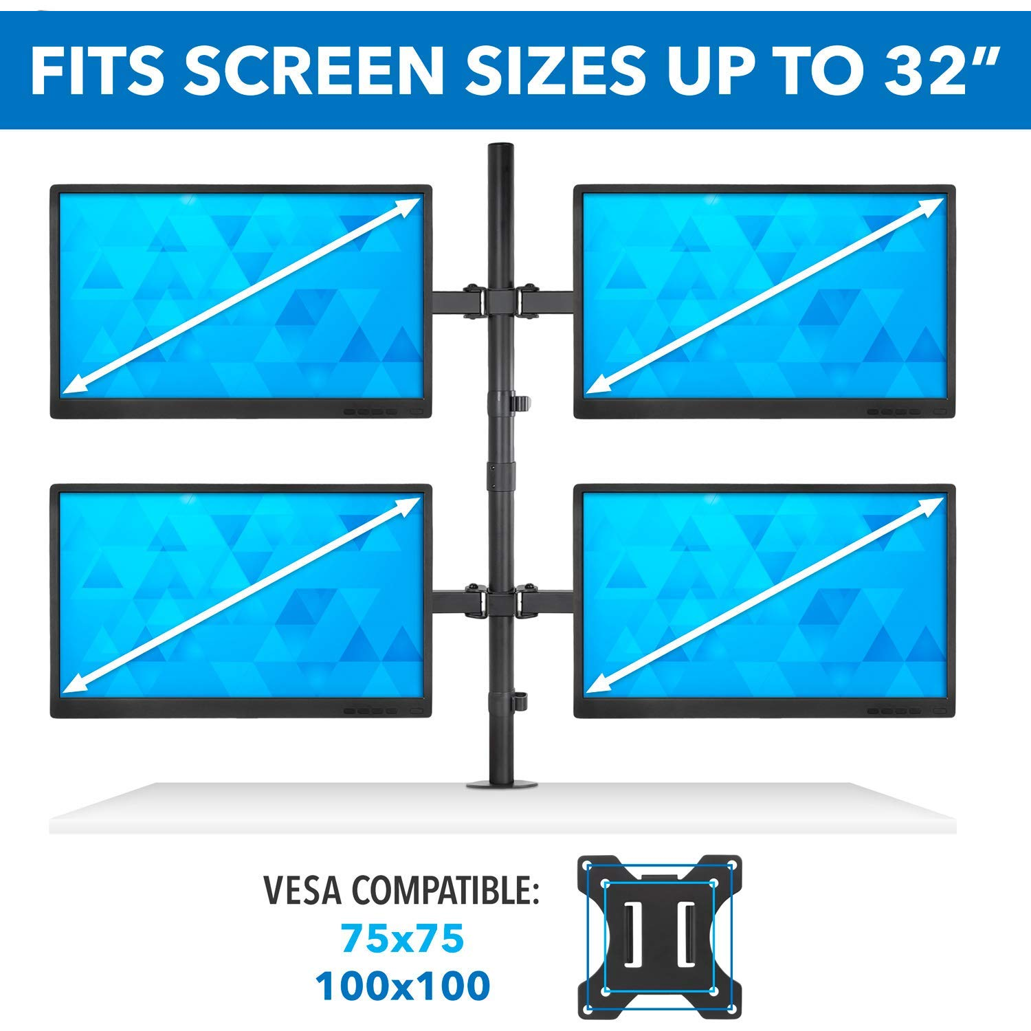 Rack Soporte Cuadruple Brazo de Escritorio para 4 Monitores 13 a 32 Pu