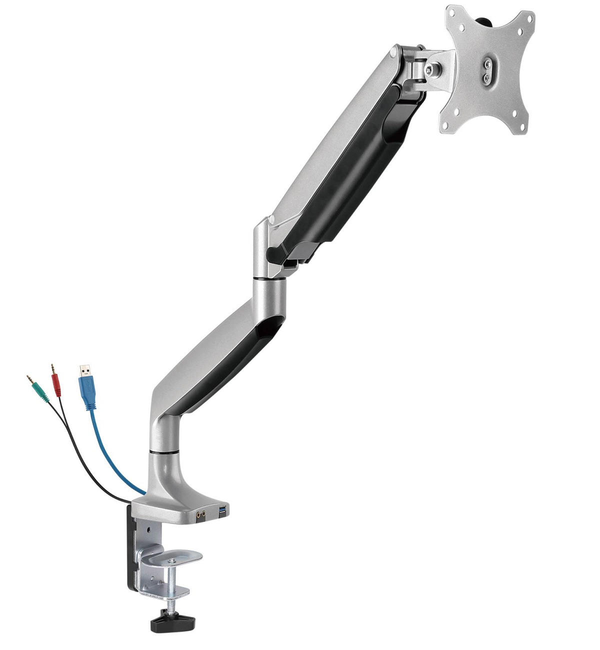 Rack Soporte con Gas Spring de Escritorio para Monitor 13 a 32 Pulg / Puerto USB y Audio