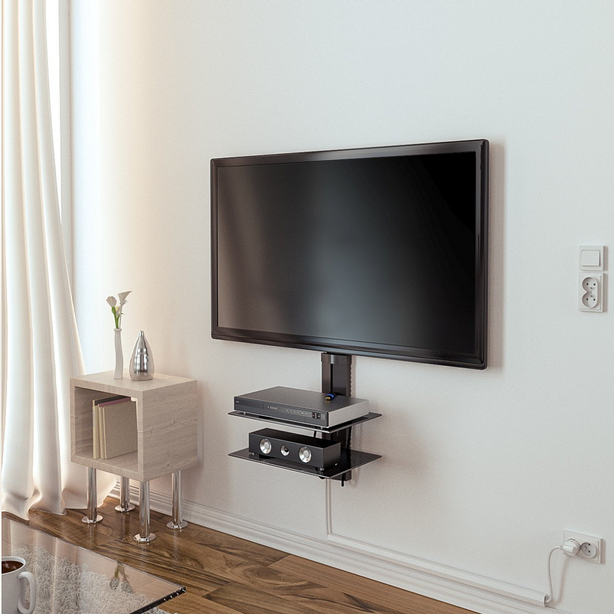 Repisa 2 Niveles vidrio Para Bluray, Deco o Router