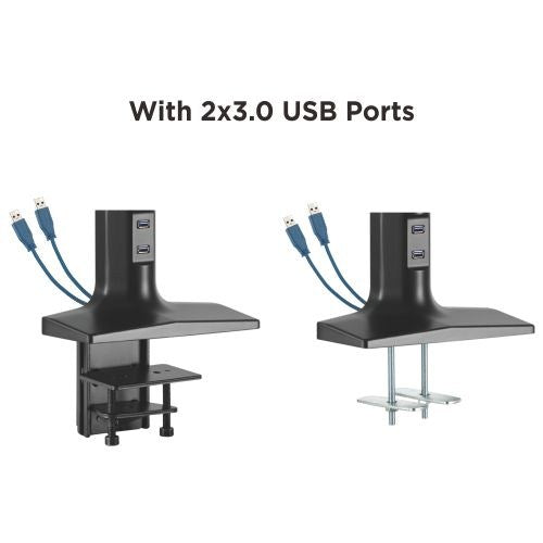 Rack Soporte con Resorte Asistido de Escritorio para Monitor 17 a 43 Pulg / Puerto USB